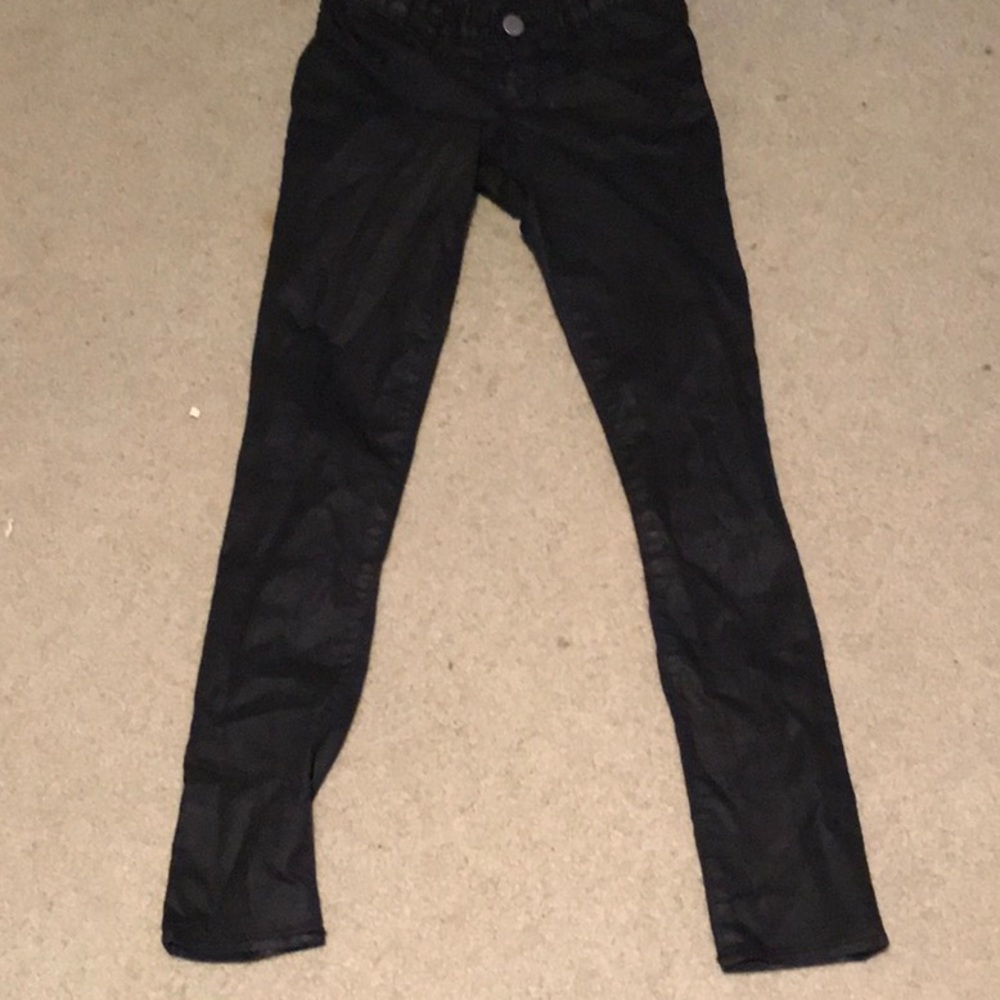 Never worn Girls black leather looking jeans